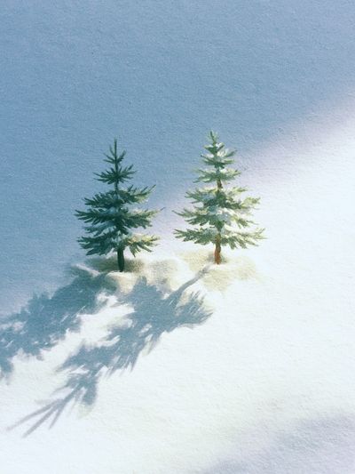 Snowy Pines Watercolor Print. poster