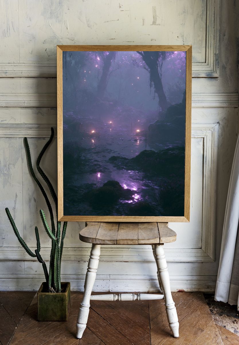 Enchanted Misty Forest Poster. — room view 1