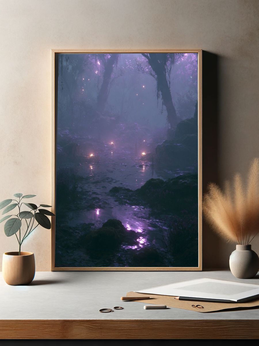 Enchanted Misty Forest Poster. — room view 2