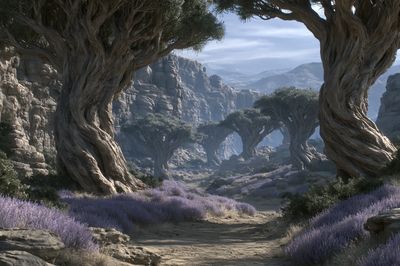 Mystic Canyon Grove Landscape Print. poster