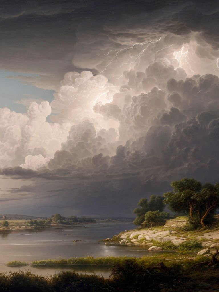 Stormy River Landscape Fine-Art Print. poster detail