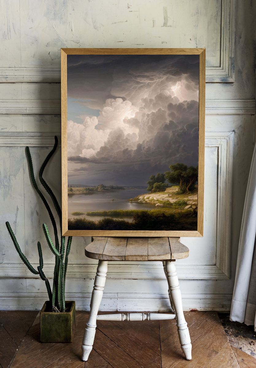 Stormy River Landscape Fine-Art Print. room preview