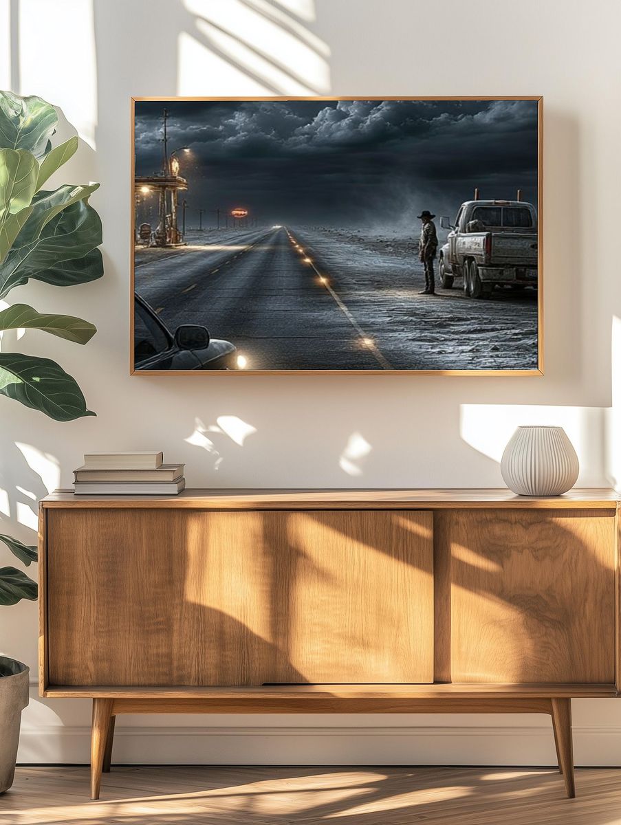 Desert Highway Storm Poster. — room view 3