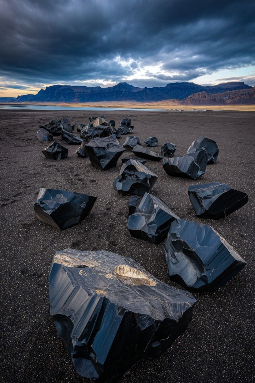 Black Obsidian Rocks — Nature Photography Poster. poster — nature art