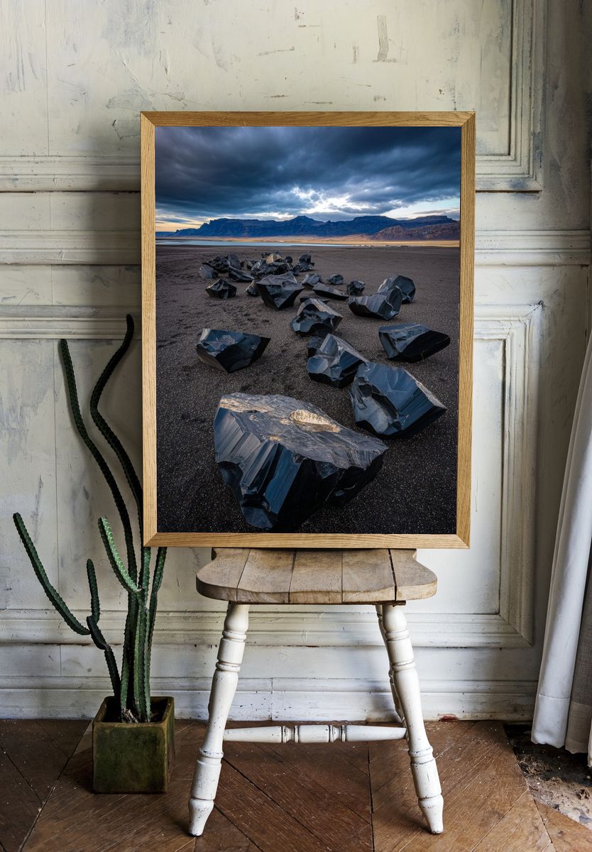 Black Obsidian Rocks — Nature Photography Poster. — room view 1