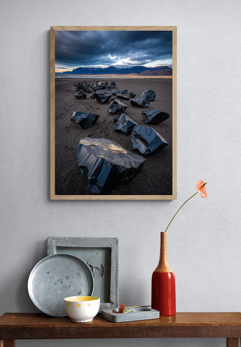 Black Obsidian Rocks — Nature Photography Poster. — room view 3
