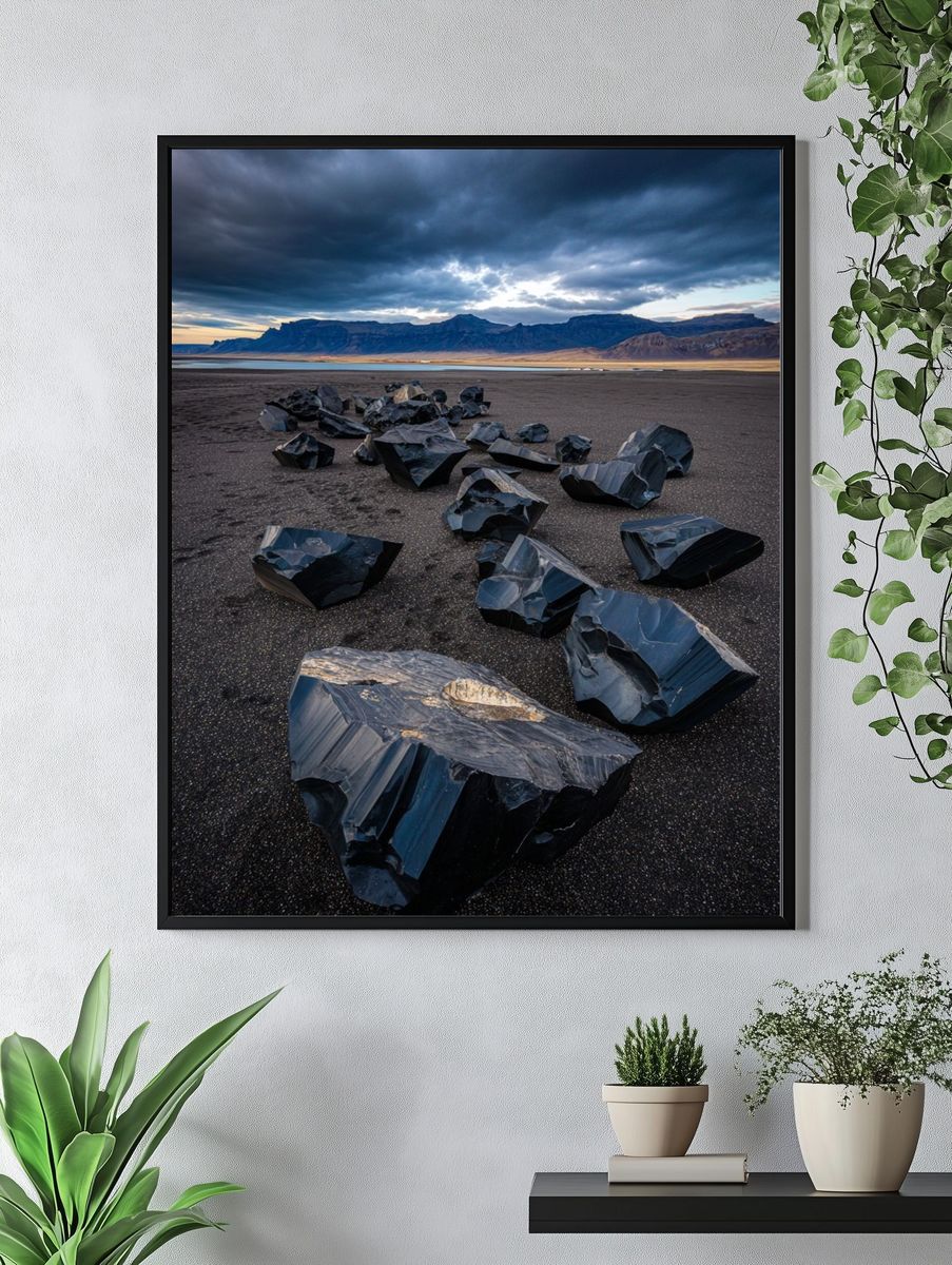 Black Obsidian Rocks — Nature Photography Poster. — room view 4