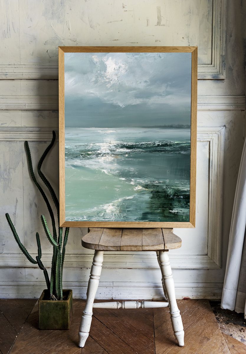 Misty Seascape Contemporary Print. — room view 1