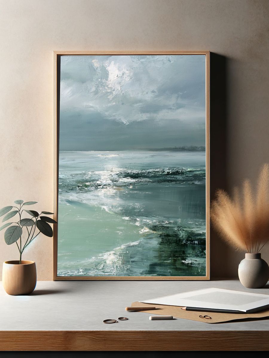 Misty Seascape Contemporary Print. — room view 2