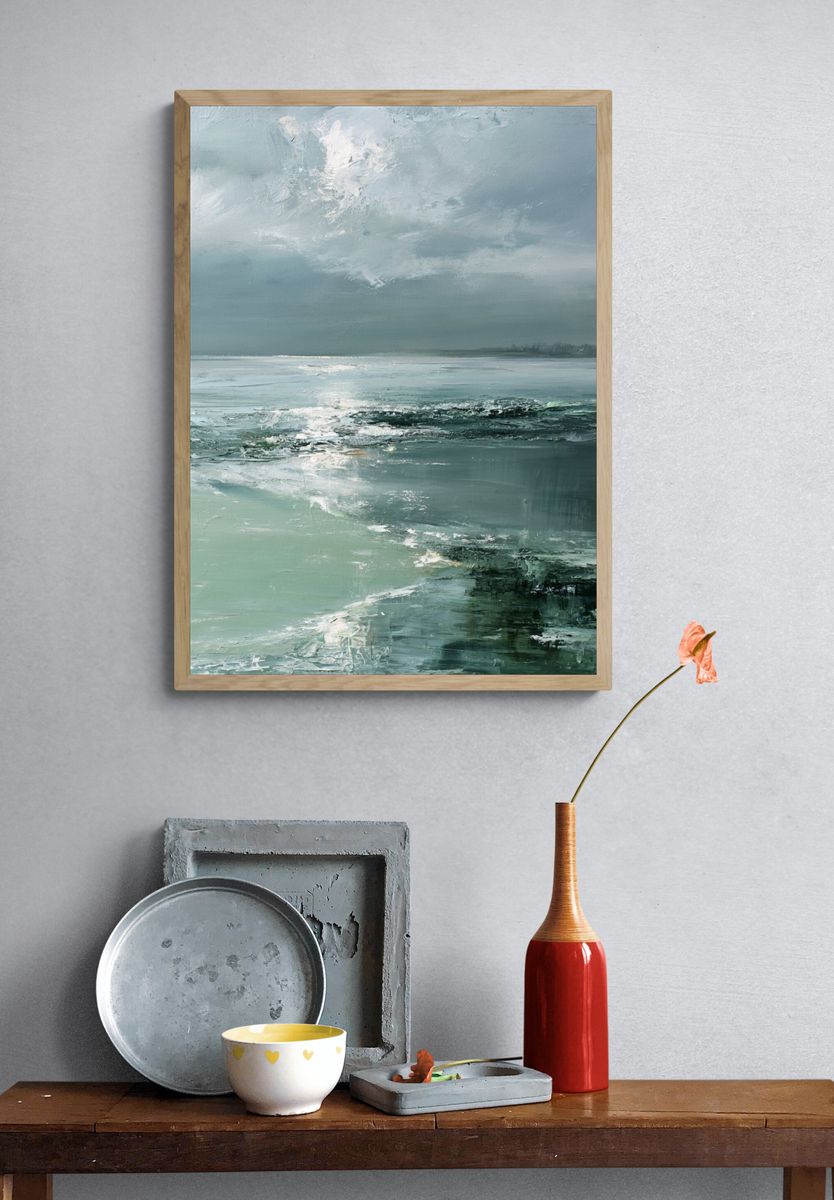 Misty Seascape Contemporary Print. — room view 3