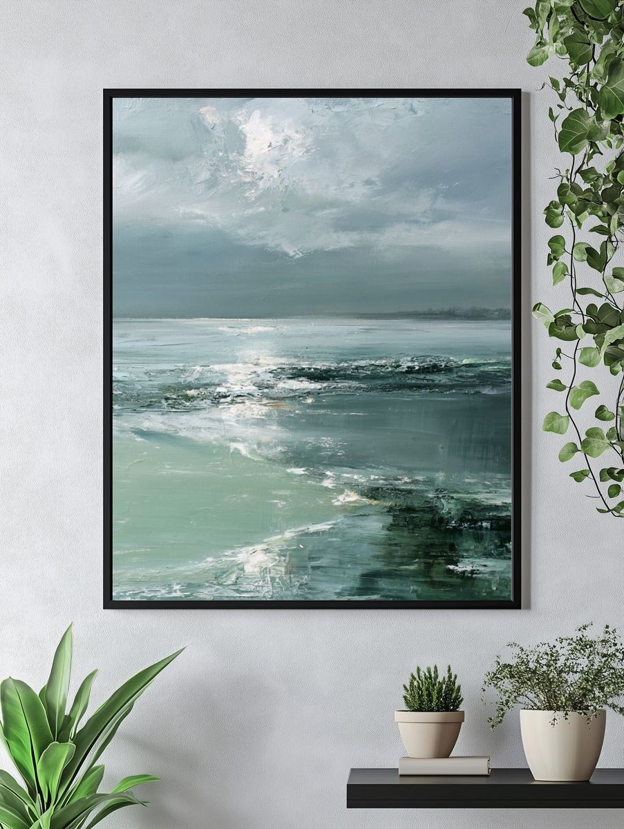 Misty Seascape Contemporary Print. — room view 4