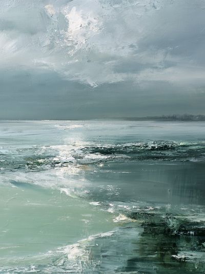 Misty Seascape Contemporary Print. poster