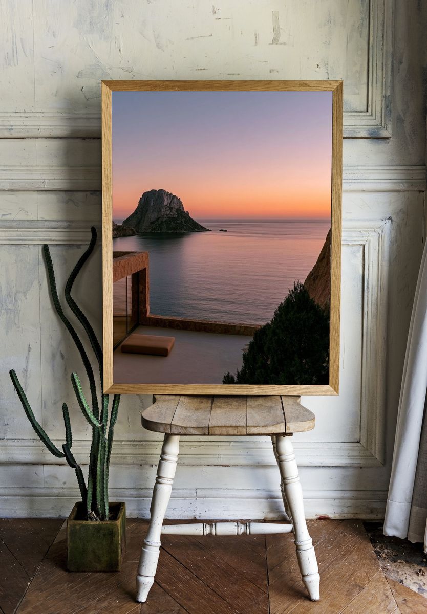 Ibiza Sunset Seascape Photography Poster. room preview