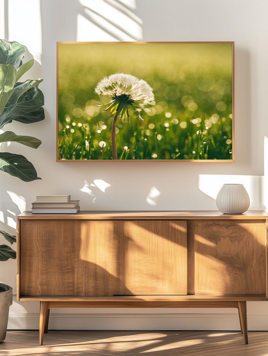 Dandelion Dewdrop Nature Poster. — room view 3