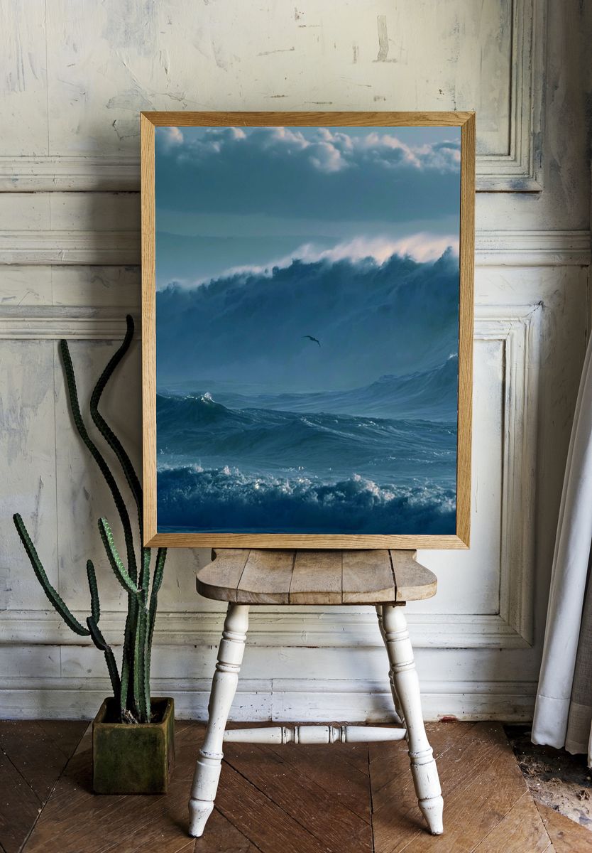 Stormy Ocean Waves Poster. room preview