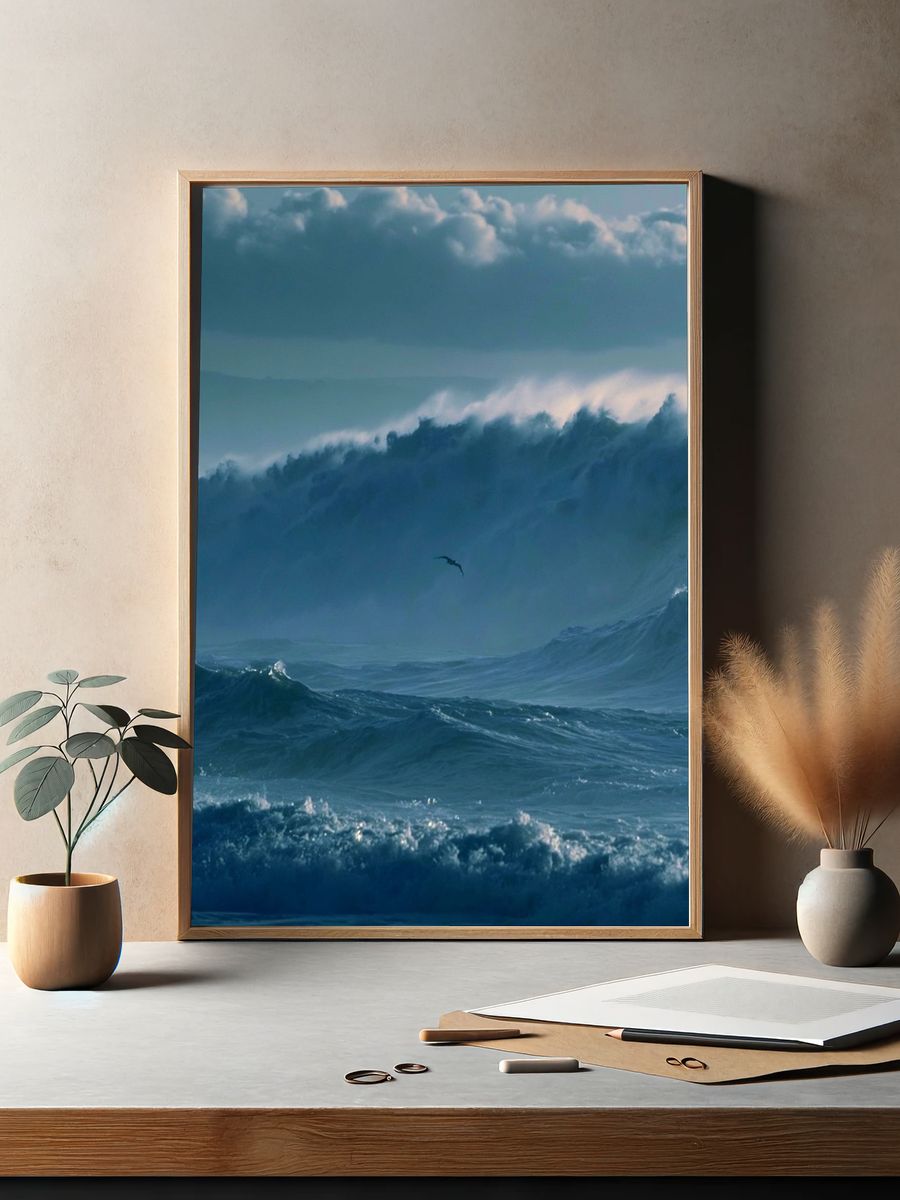 Stormy Ocean Waves Poster. — room view 2