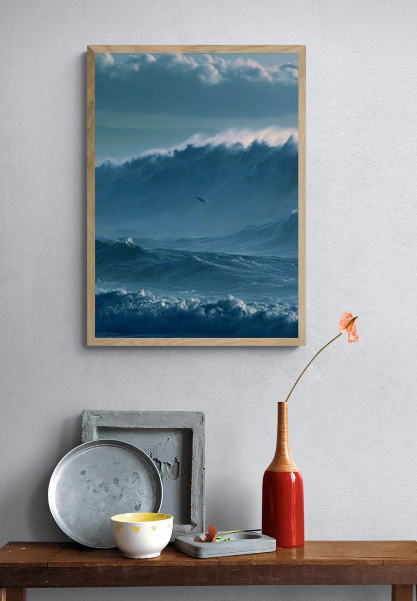 Stormy Ocean Waves Poster. — room view 3