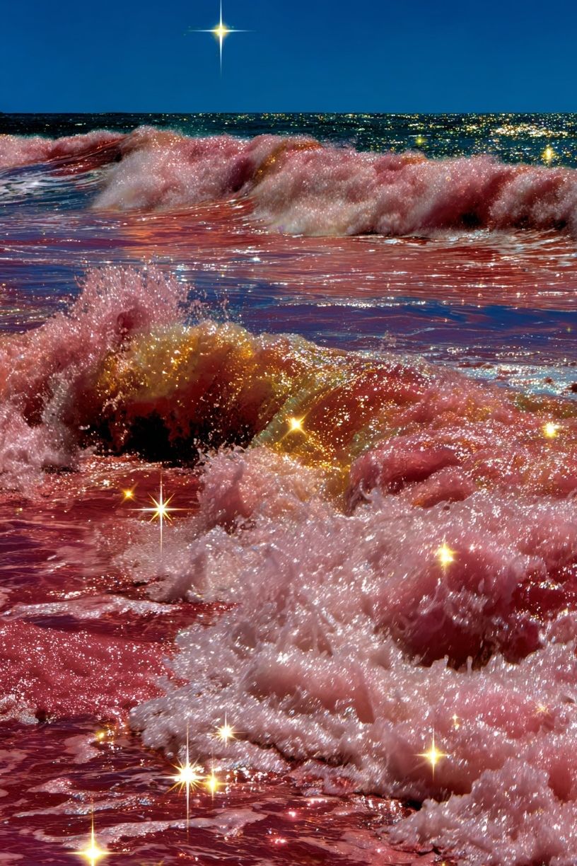Sparkling Pink Ocean Waves Poster. poster detail