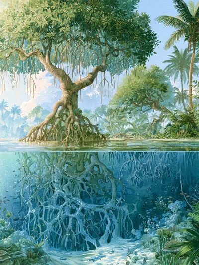 Tropical Mangrove Lagoon Print.