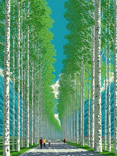 Birch Avenue Landscape Print. poster