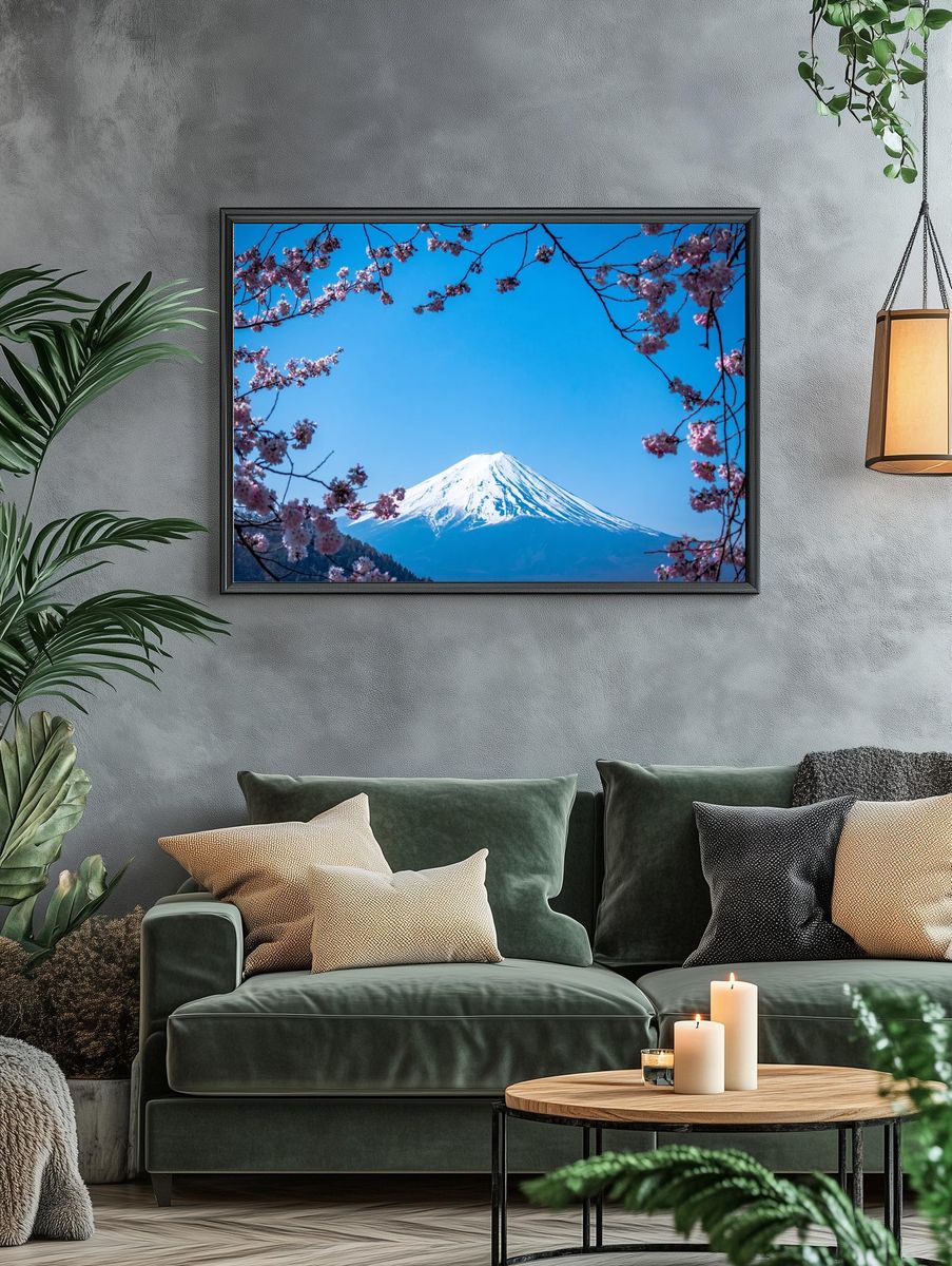 Blooming pink blossom branches Fuji. — room view 4