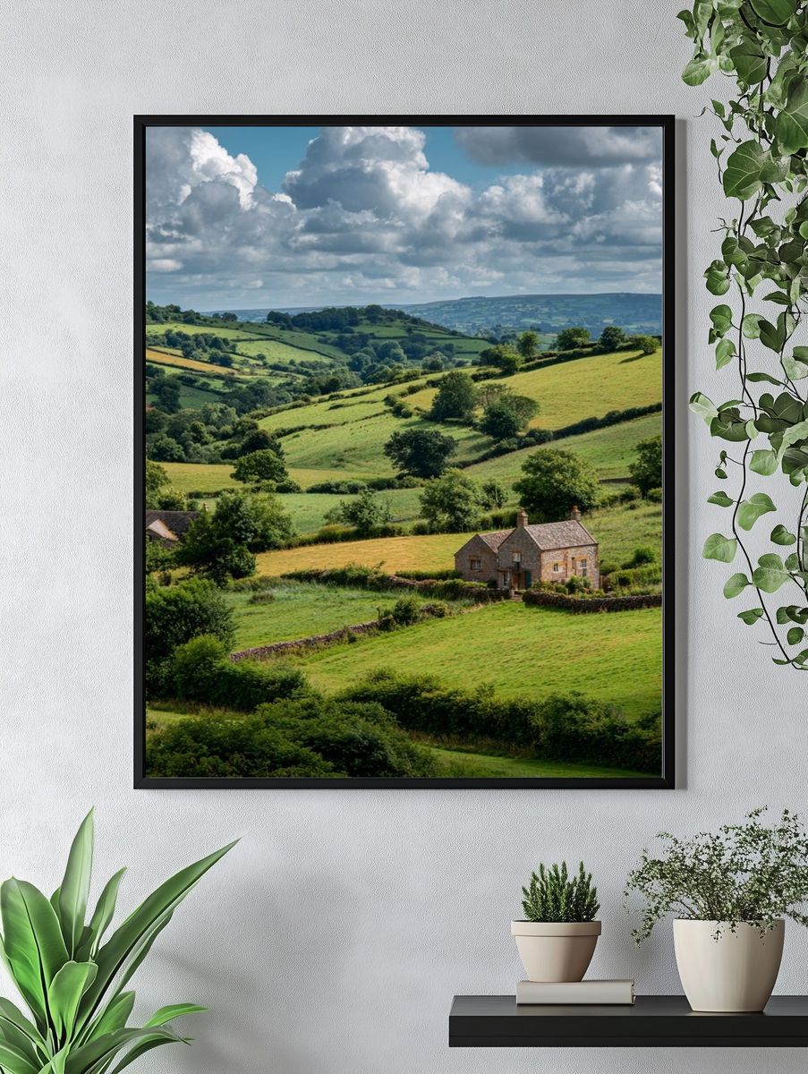 Rolling Green Hills Landscape Poster. — room view 4