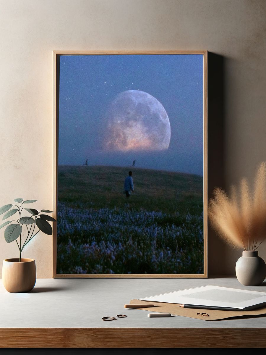 Moonlit Meadow Photography Poster. — room view 2