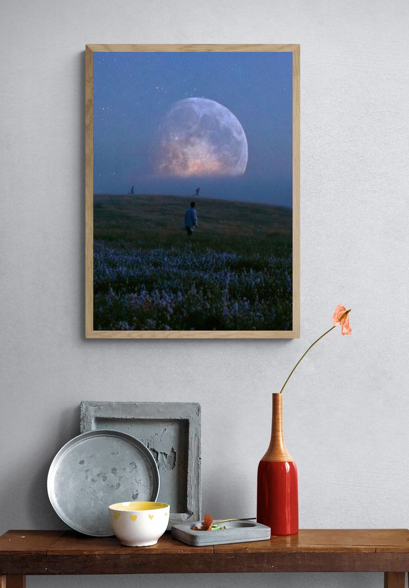 Moonlit Meadow Photography Poster. — room view 3