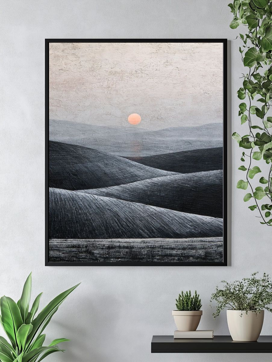 Minimalist Desert Sunrise Poster. — room view 4