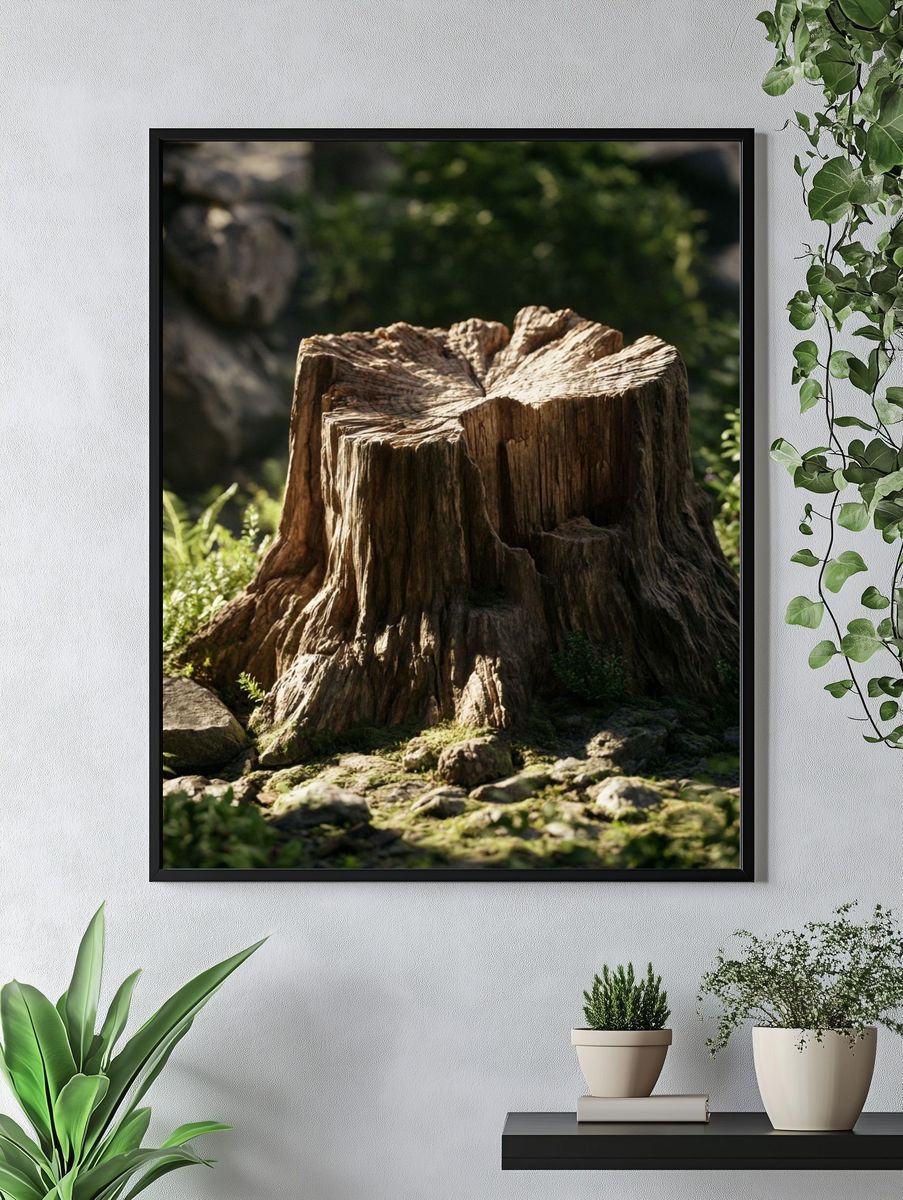 Forest Tree Stump Photography Print. — room view 4