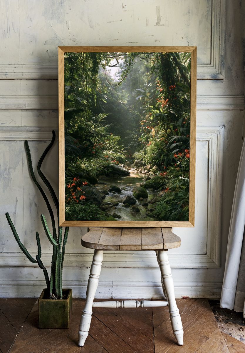 Tropical Jungle Stream Poster. — room view 1