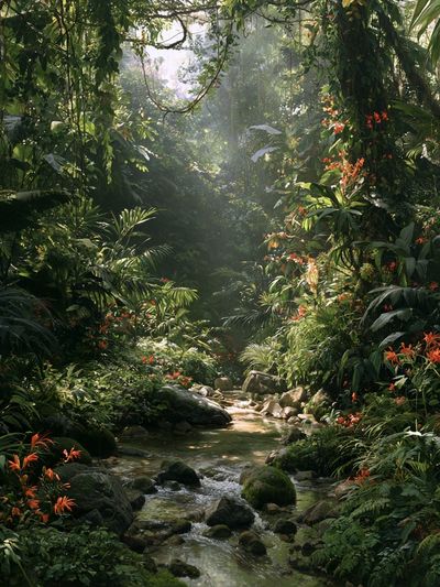 Tropical Jungle Stream Poster. poster