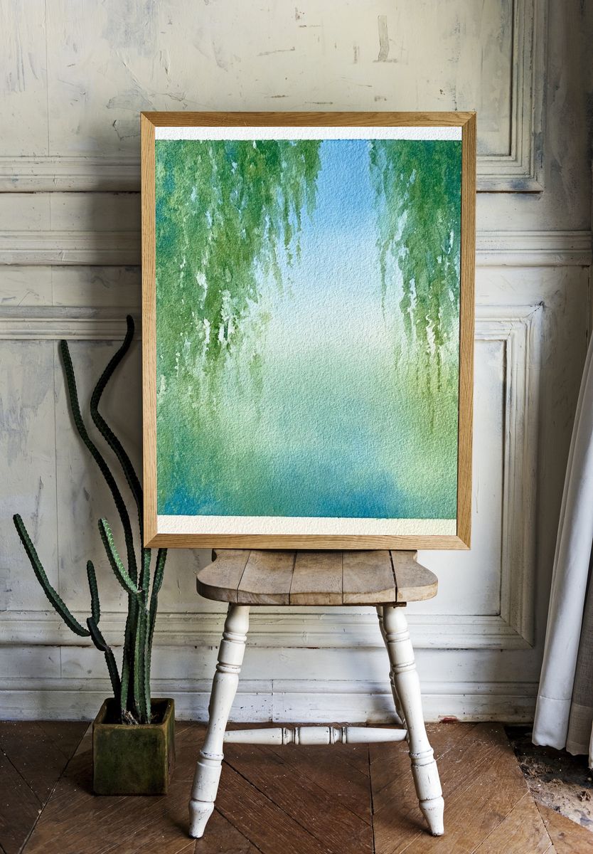 Willow Grove Watercolor Print. — room view 1
