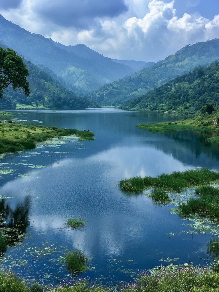 Misty Mountain Lake Nature Poster. poster detail