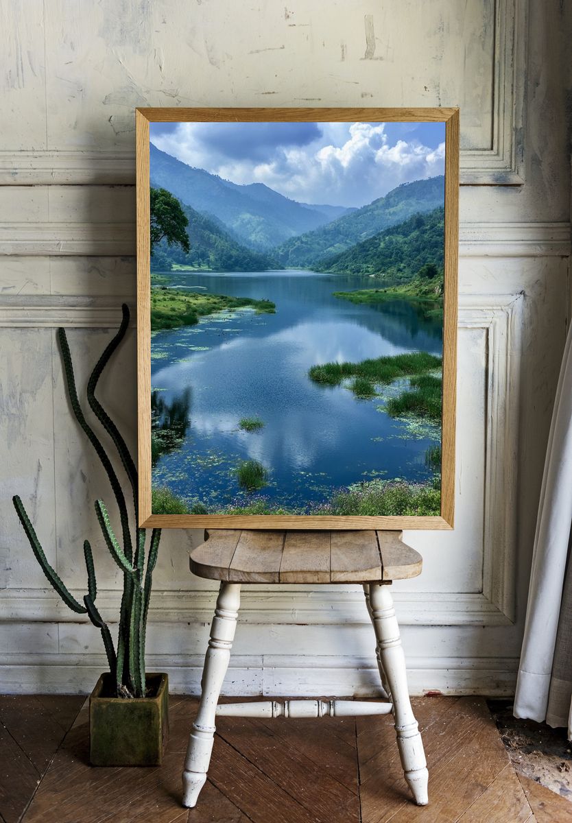 Misty Mountain Lake Nature Poster. room preview