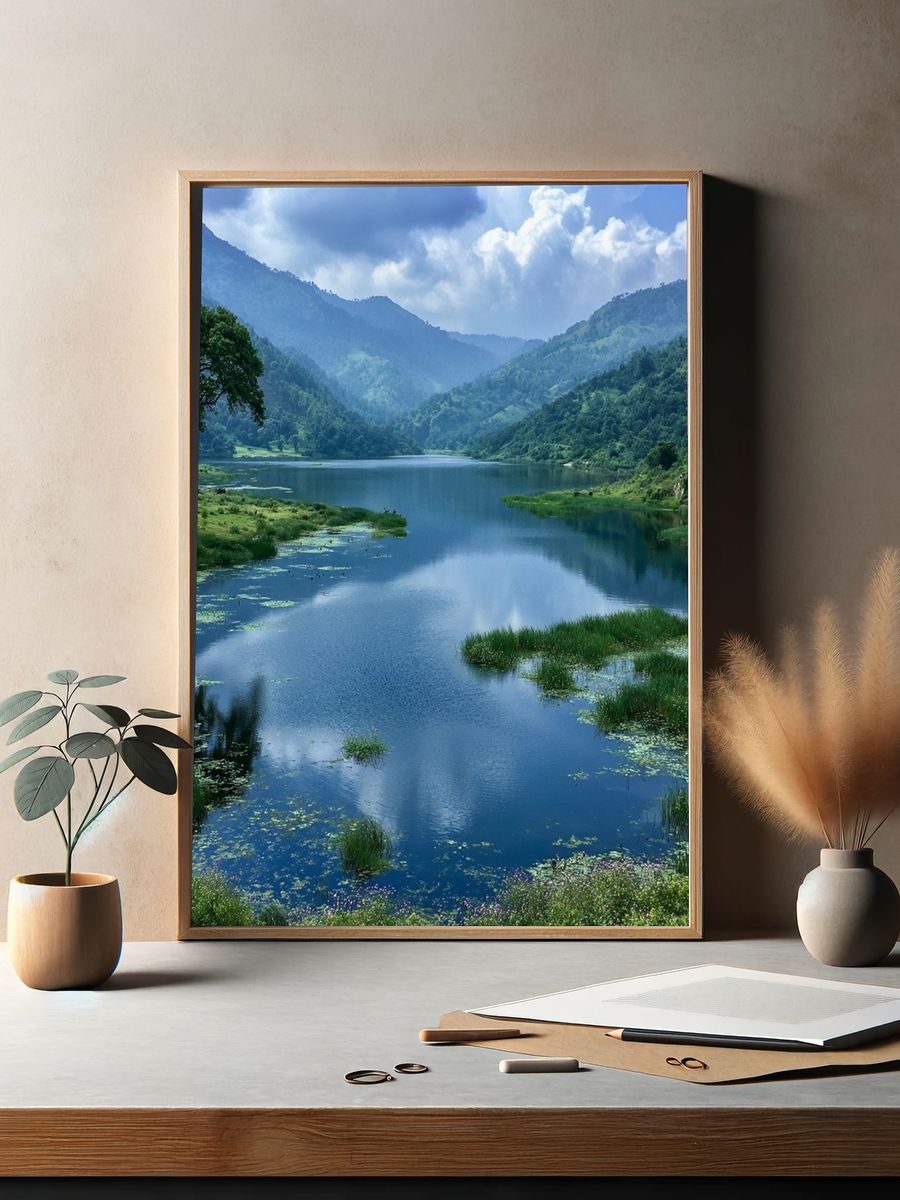 Misty Mountain Lake Nature Poster. — room view 2