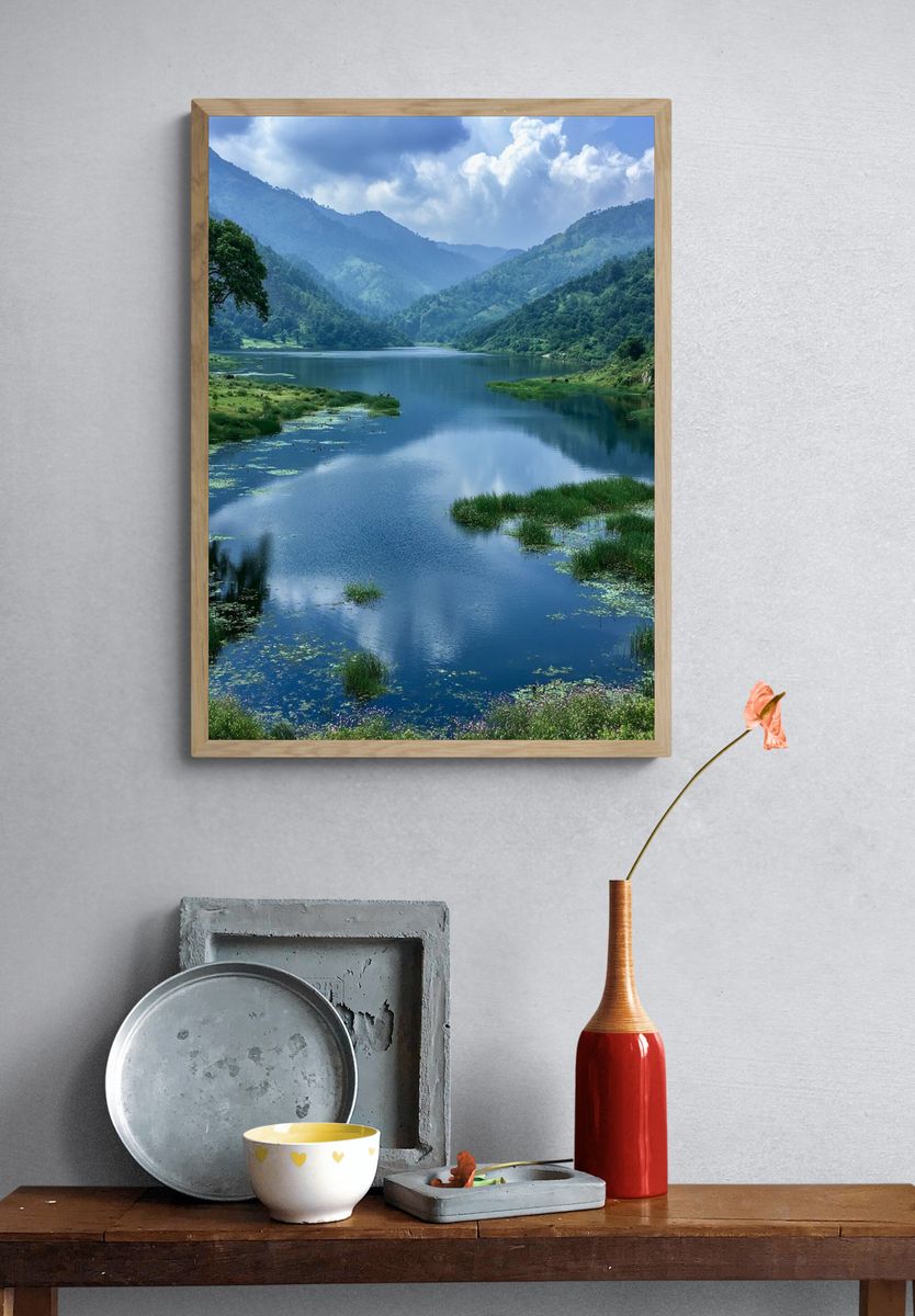 Misty Mountain Lake Nature Poster. — room view 3