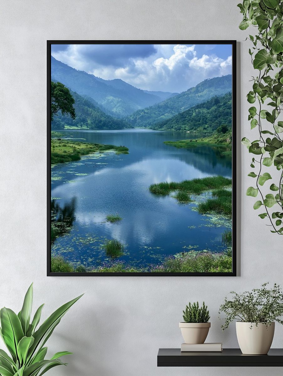 Misty Mountain Lake Nature Poster. — room view 4