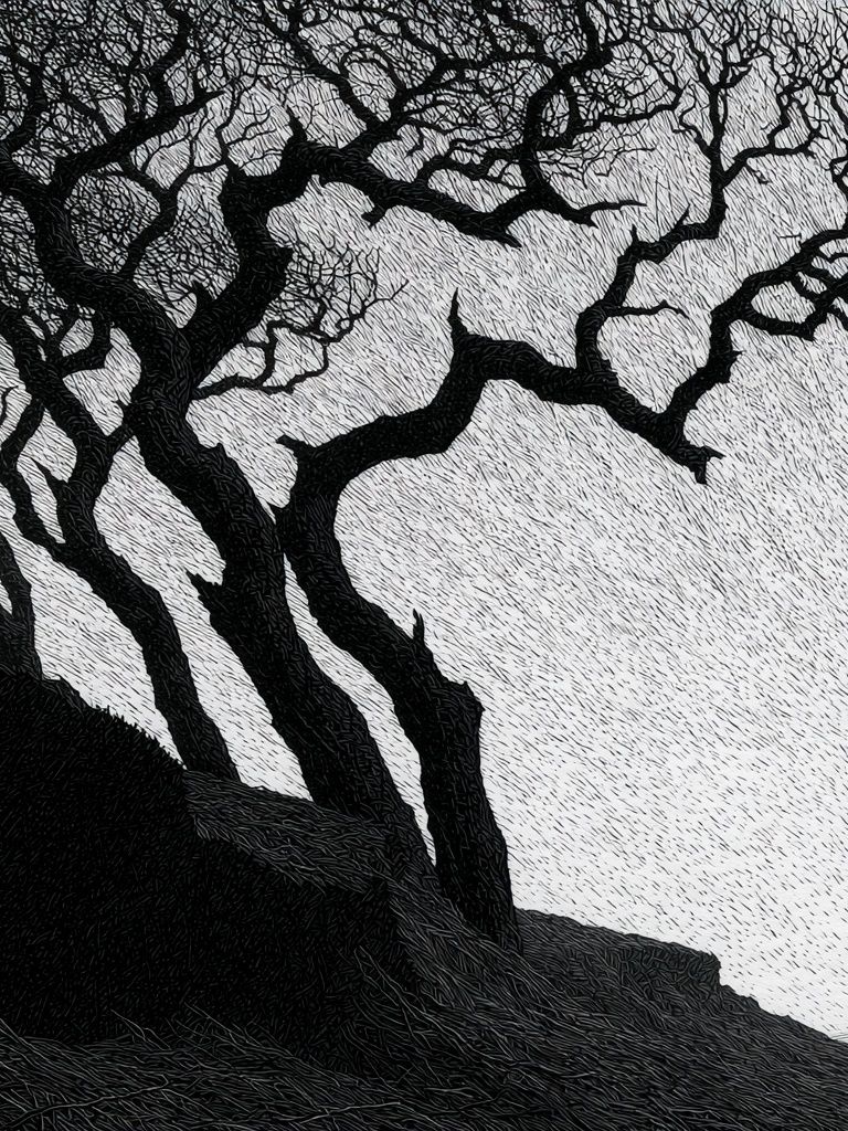 Twisted Tree Silhouette Print. poster — nature art