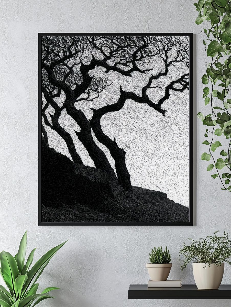 Twisted Tree Silhouette Print. — room view 4