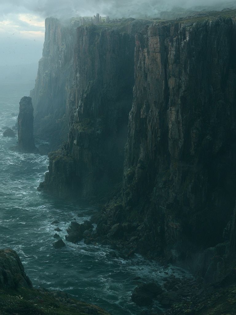 Misty Sea Cliffs Landscape Poster. poster — nature art