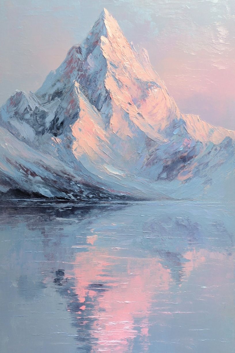 Pastel Mountain Reflection Poster. poster — nature art