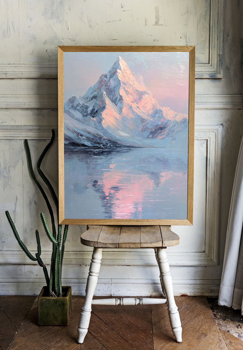 Pastel Mountain Reflection Poster. — room view 1