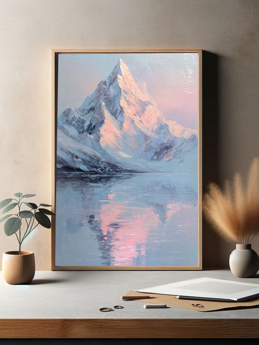 Pastel Mountain Reflection Poster. — room view 2
