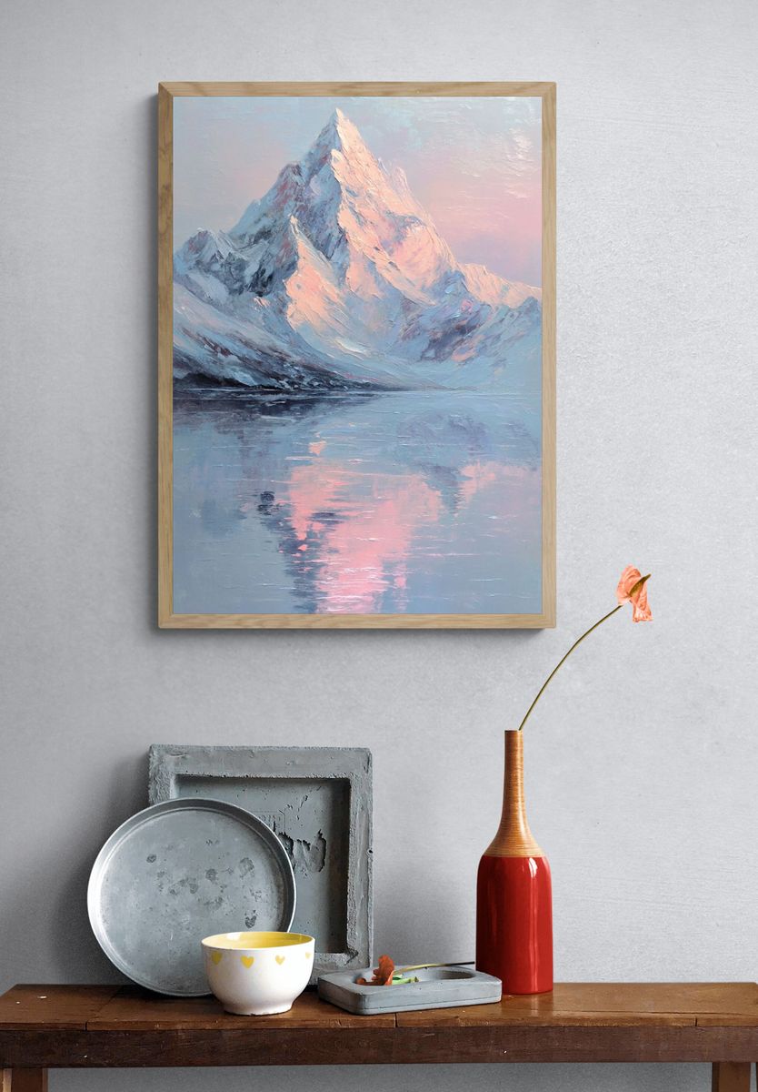 Pastel Mountain Reflection Poster. — room view 3