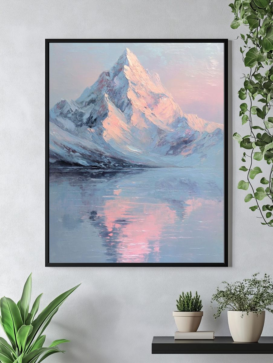 Pastel Mountain Reflection Poster. — room view 4