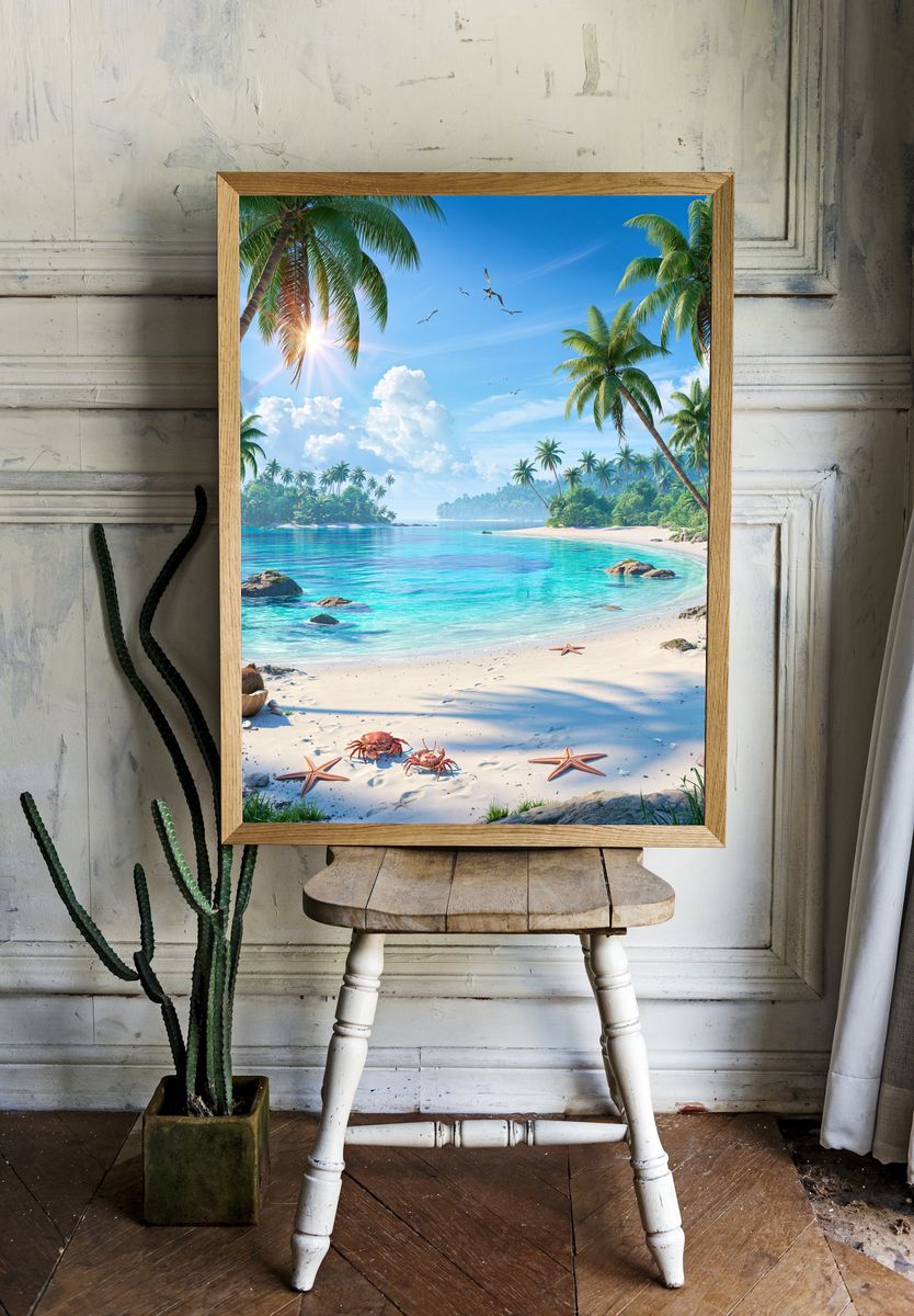 Tropical Paradise Beach Print. room preview