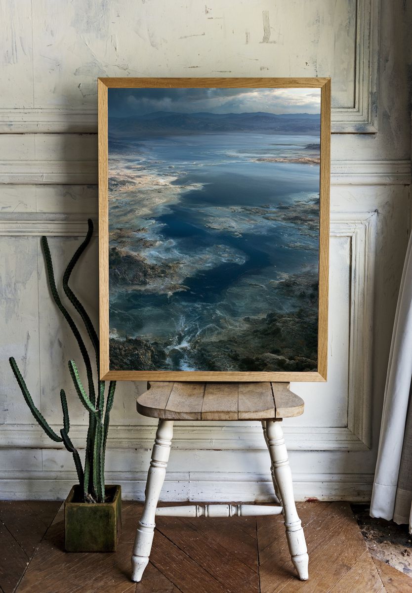 Stormy Coastal Bay Landscape Poster. room preview
