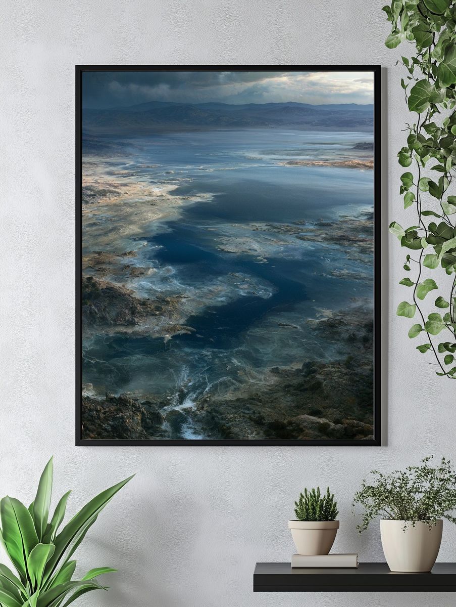 Stormy Coastal Bay Landscape Poster. — room view 4
