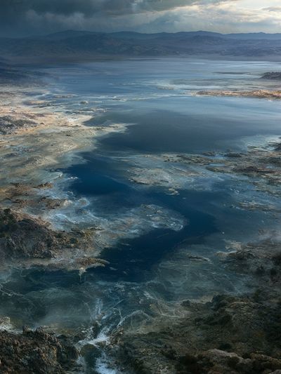 Stormy Coastal Bay Landscape Poster. poster